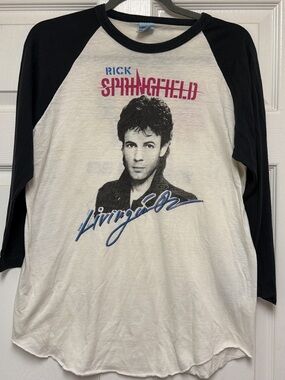 Rick Springfield Black & White Raglan vintage Tee 1983